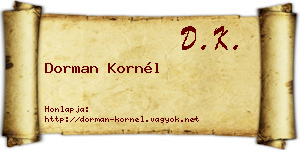Dorman Kornél névjegykártya